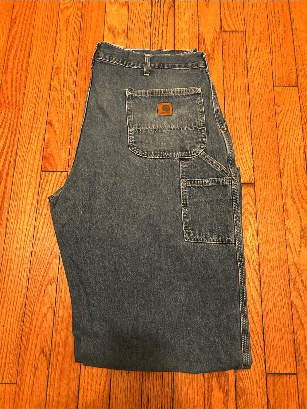Carhartt Men's Dark Blue Work Jeans with Carpenter Pockets